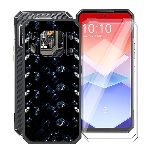 Oukitel WP30 Pro Case, with 2 Screen Protector Tempered Glass Film, Black Soft Silicone Cover Shockproof Bumper Protective Case for Oukitel WP30 Pro 6.8 inch-XT24
