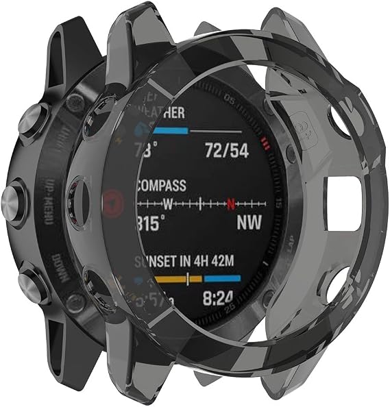 RuenTech Protector Compatible with Garmin Fenix 6/6 Pro/Fenix 6 Sapphire Case Cover TPU Shatter-Resistant Protective Case for Garmin Fenix 6 Watch Case (Black)