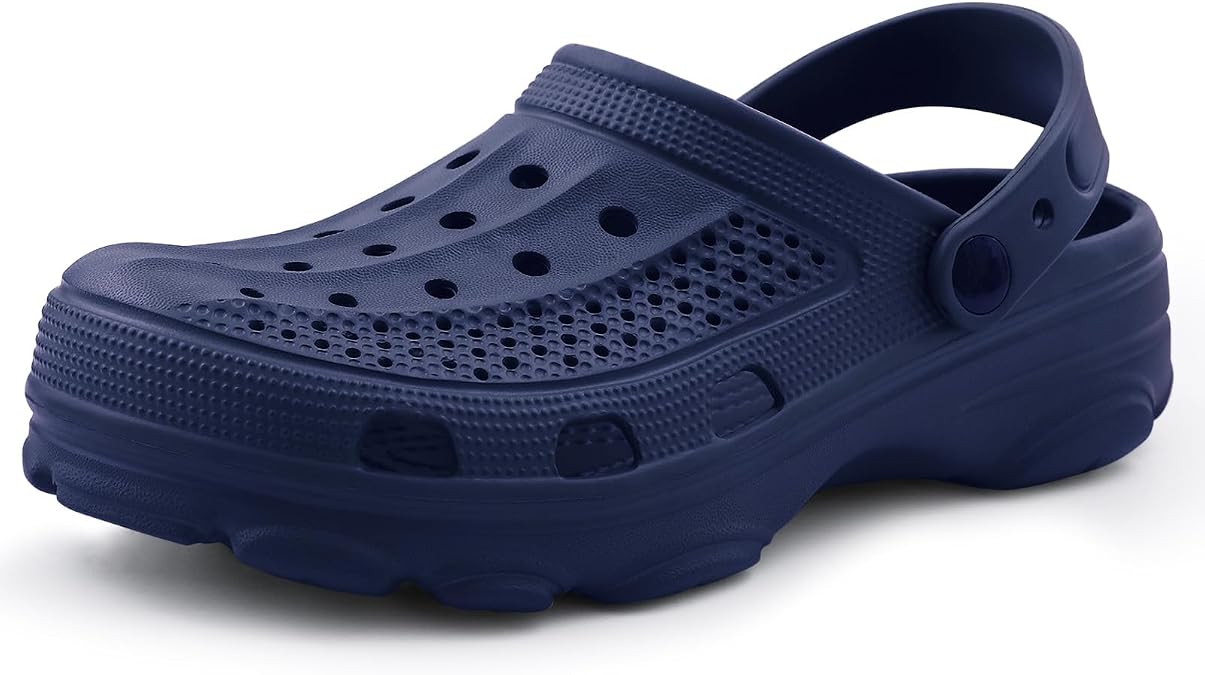 Beslip Womens Mens Garden Clogs Shoes with Arch Support Unisex Comfort Slip-on Sandals, Navy Blue 39 (7.5 Women/6 Men)