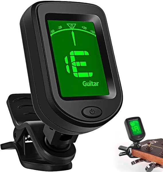 Guitar Tuner Clip On - Digital Tuners for Acoustic Guitar, Electronic Guitar, Bass, Violin, Ukulele - Lightweight, Accurate and Essential Musical Accessory