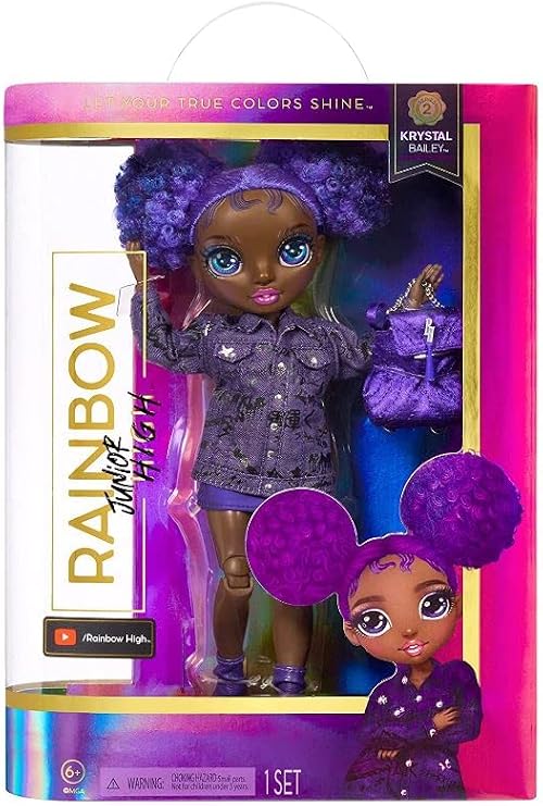 Rainbow High Junior High Fashion Doll with Accessories 9 Inch Collect All 6 Colors of The Rainbow (Krystal Bailey)