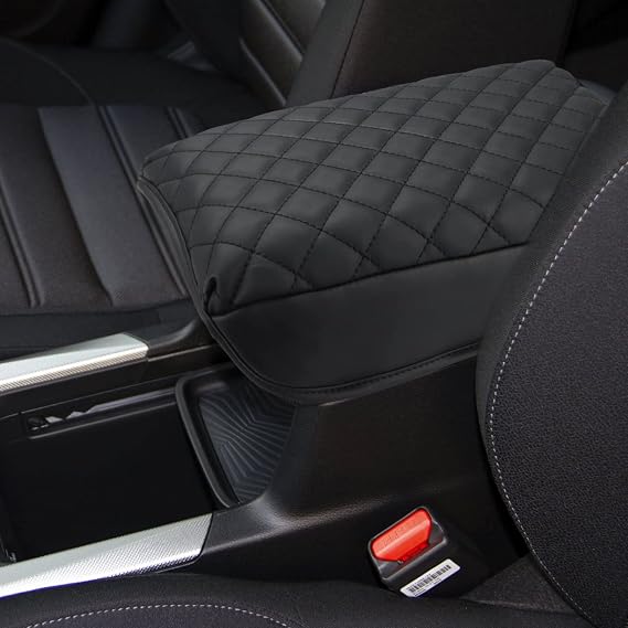 INTGET Car Console Cover for 2020 2021 2022 Honda CRV Accessories 2017 2018 2019 Leather Armrest Cover Arm Rest Box Lid Seat Protector for 2021 Honda CR-V Center Console Cover (Black Cushion)