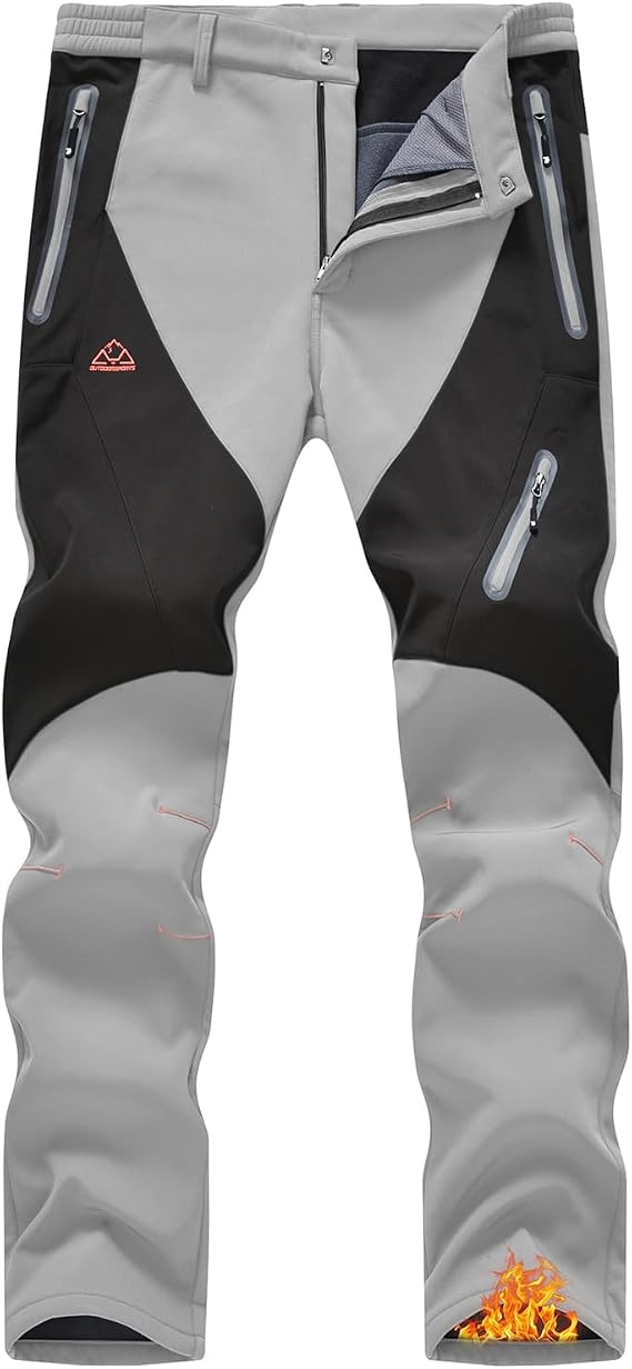 YSENTO Men's Snow Pants Fleece Lined Hiking Ski Winter Insulated Utility Work