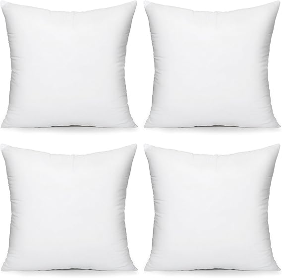 Acanva 20x20 Throw Pillow Inserts Set of 2, Premium Polyester Fiber Fill Square Sham Stuffer Cushion for Sofa, Bed, Couch and Chair, Machine Washable, White
