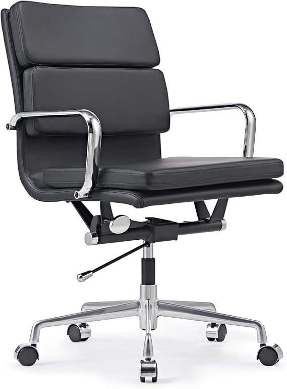 Ergonomic Office Chair with Adjustable Lumbar Support, Contoured Low Back Shape, Black (Black)