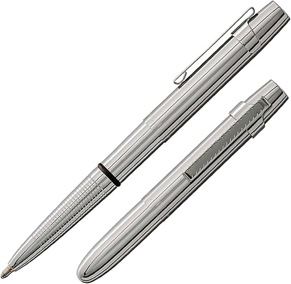 Fisher Space Pen Chrome X-Mark Flat Cap Bullet Pen, Compact Size, Black Ink