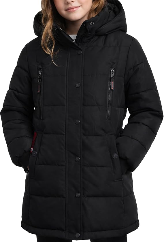 CANADA WEATHER GEAR Girls Winter Coat - Stadium Length Wind & Water Resistant Quilted Puffer Parka Kids Insulated Outerwear