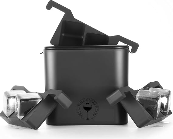 Crystal Clear Square Cube Crystal Ice Maker - Black 4 Mold