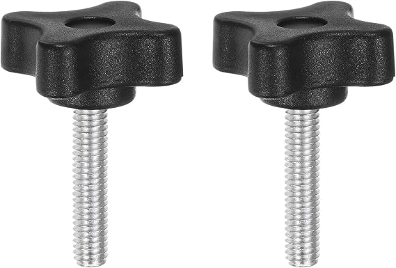 sourcing map 2pcs M6x30mm Star Clamping Knobs 32mm 4-Point Threaded Stud