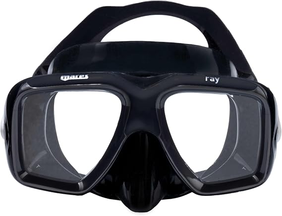 Mares Ray Scuba Diving & Snorkeling Mask - Adult Wide Field of Vision Ergonomic Two-Lens Silicone Skirt Underwater Mask with X-Shaped Strap