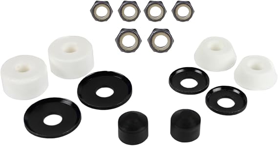 TGM Skateboards Skateboard Bushings Washers Pivot Cups Nuts Truck Rebuild Kit for 2 Trucks (White)