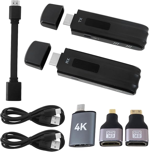Enhanced Wireless HDMI Transmitter and Receiver - LED Display - 4K Decode & 1080P Output, Plug and Play Wireless HDMI Extender, Compatible with PC/Laptop/Camera/HDTV/Projector/TV Box - Black