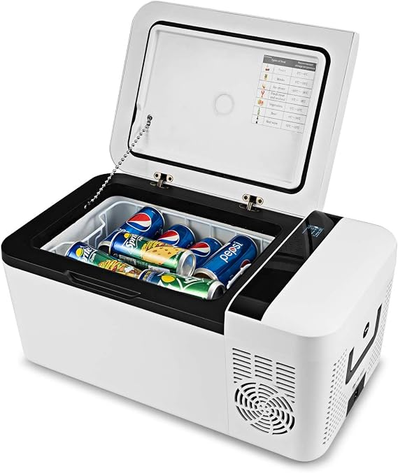 COSTWAY 16 Quart Compact Car Freezer, Portable Travel 12V Fridge for Travel