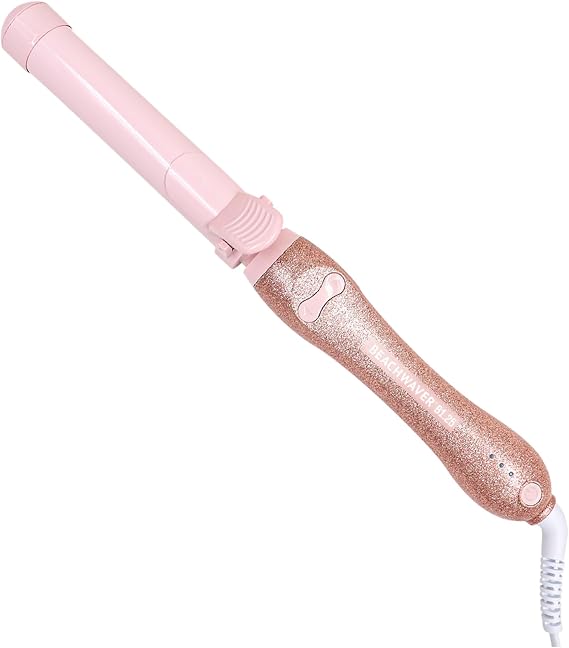 Beachwaver Co. B1.25 Rotating Curling Iron - Pink Glitter | Automatic 1 1/4-Inch Ceramic Curling Iron - Larger Barrel Size for Medium-to-Long Hair! | Auto-Shut Off, Travel-Friendly, Dual Voltage