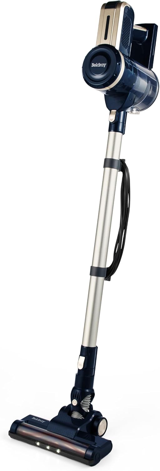Beldray BEL01625 Airxcel Turbo Vacuum Cleaner - Lightweight Corded Stick Vac, Suction 18 kPa, Wall Mountable, 600ml Dust Container, Crevice Tool & Spare HEPA Filter, Motorised LED Floor Brush, 600W