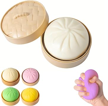 Dumpling Squishy, Mystery Squishy Dumpling Box, Fidget Toys Adults & Teens,Sensory Stress Ball Squeeze Toys for Stress Relief (White)