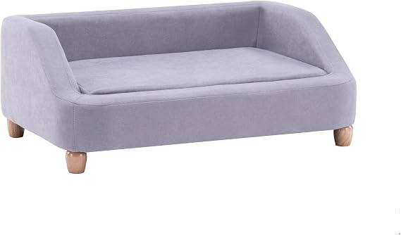 Critter Sitters 36-In. Microfiber Gray Rectangular Dog Sofa for Medium-Sized Dogs, Stylish and Modern Elevated Dog Bed, Durable and Easy to Clean Dog Sofa Bed, Cushioned Dog Sofas & Chairs