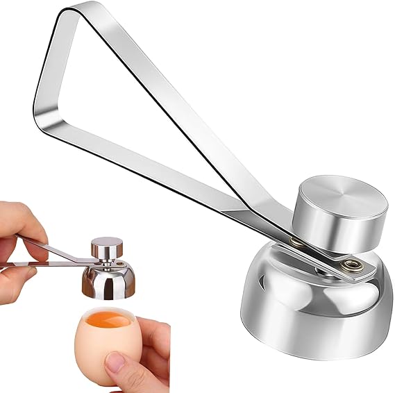 Boiled Egg Cutter, Egg Shell Opener, Egg Topper for Boiled Eggs, Stainless Steel Egg Topper, for Raw or Soft Hard Boiled Egg, Dishwasher Safe(Silver)