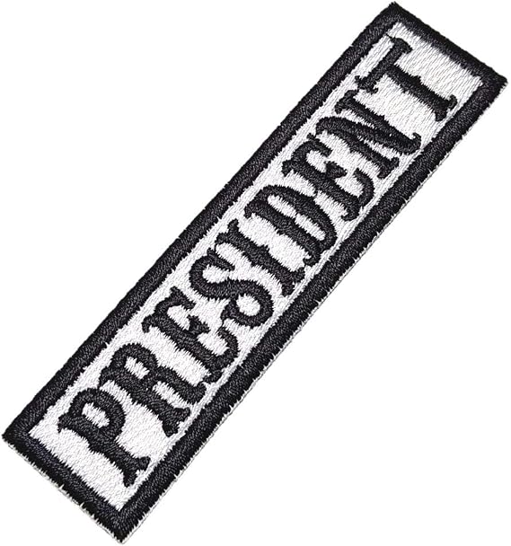 NT0503T President Biker Front of Vest Jacket Title Embroidered Patch Iron or Sew