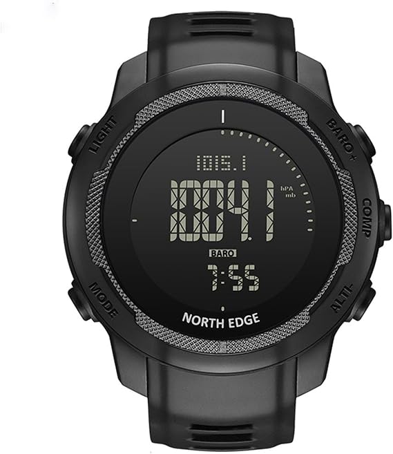 NORTH EDGE Women Men's Tactical Survival Watch Military Digital Sport Watch with Compass Altimeter Barometer Thermometer Pedometer 50M Waterproof EL Backlight Carbon Fiber for Outdoor