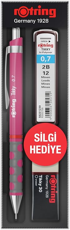 rotring Tikky RD 0.7+Min Eraser Gift - Raspberry Pink