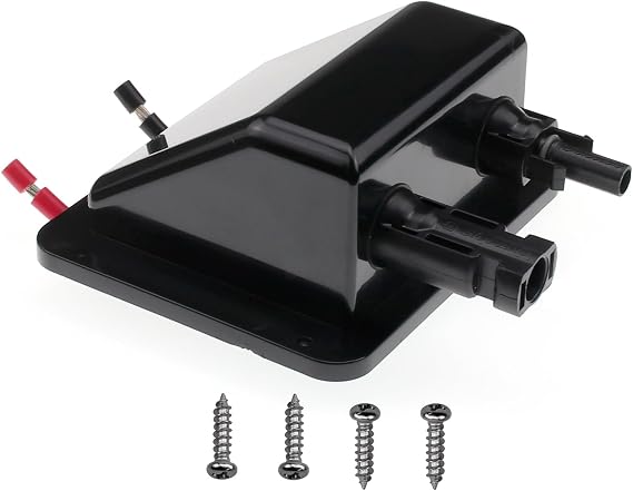 Solar Double Cable Entry Gland Box with 0.33ft 10AWG Soft Solar Extension Cable, Waterproof ABS Solar Entry Gland for RVs, Boats, Yacht, Roofs(Black)
