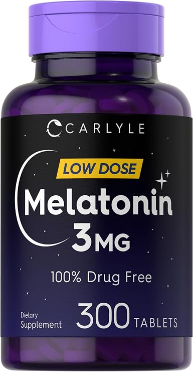 Carlyle Melatonin 3mg Tablets | 300 Count | Low Dose and Drug Free