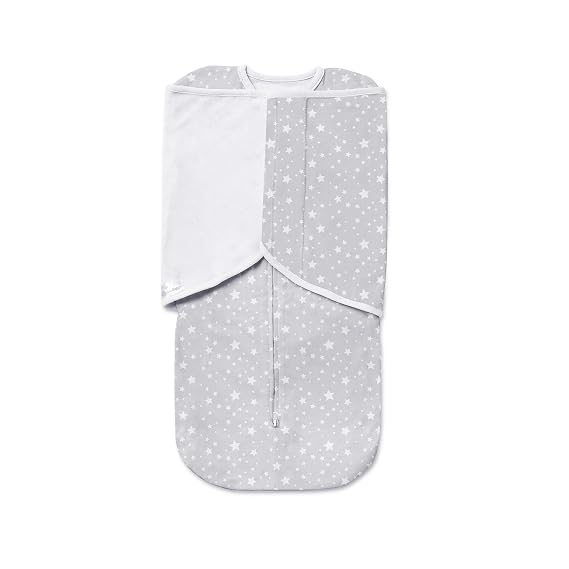 BreathableBaby 3-in-1 Swaddle Trio Starlight Gray Premium Activewear Jersey Knit 0-4 Months Newborn to 16 lbs 3 Position Swaddle Sack for Safe Sleep Arms Up, Arms Down, Arms Out