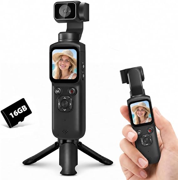 4K Vlogging Camera for YouTube, 75MP Pocket Camera with 330 Rotating Lens