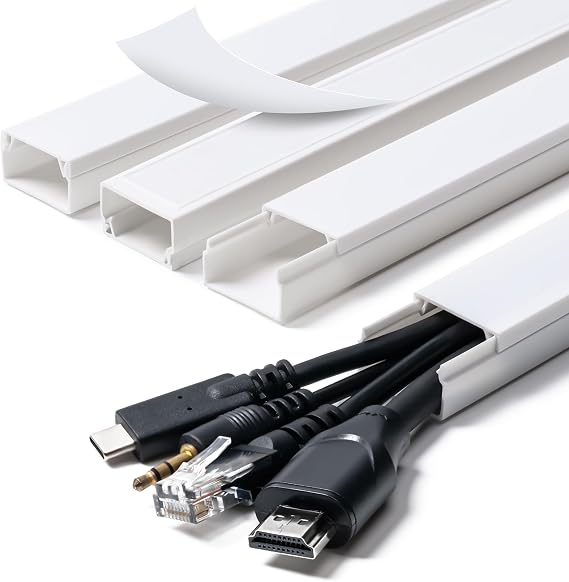 58in Cord Hider, Cable Hider, Cord Covers 4X L14.5 W0.96 H0.58in, White