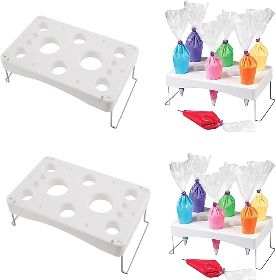 Piping bag shelf Cake Decorating Icing Bag Stand Decorative bag bracket Cake tool DIY baking rack 12-Cavity Cream bag holder (2 set)