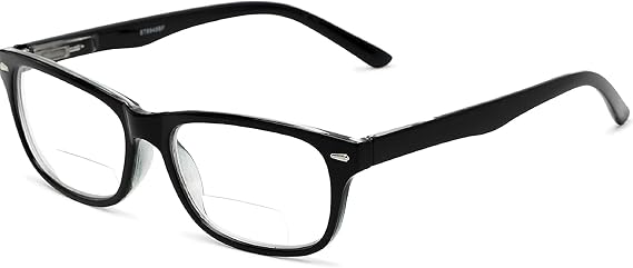 The Manhattan Bifocal Reader Reading Glasses, Rectangle Style Eyeglasses for Men and Women + 1.00 Black