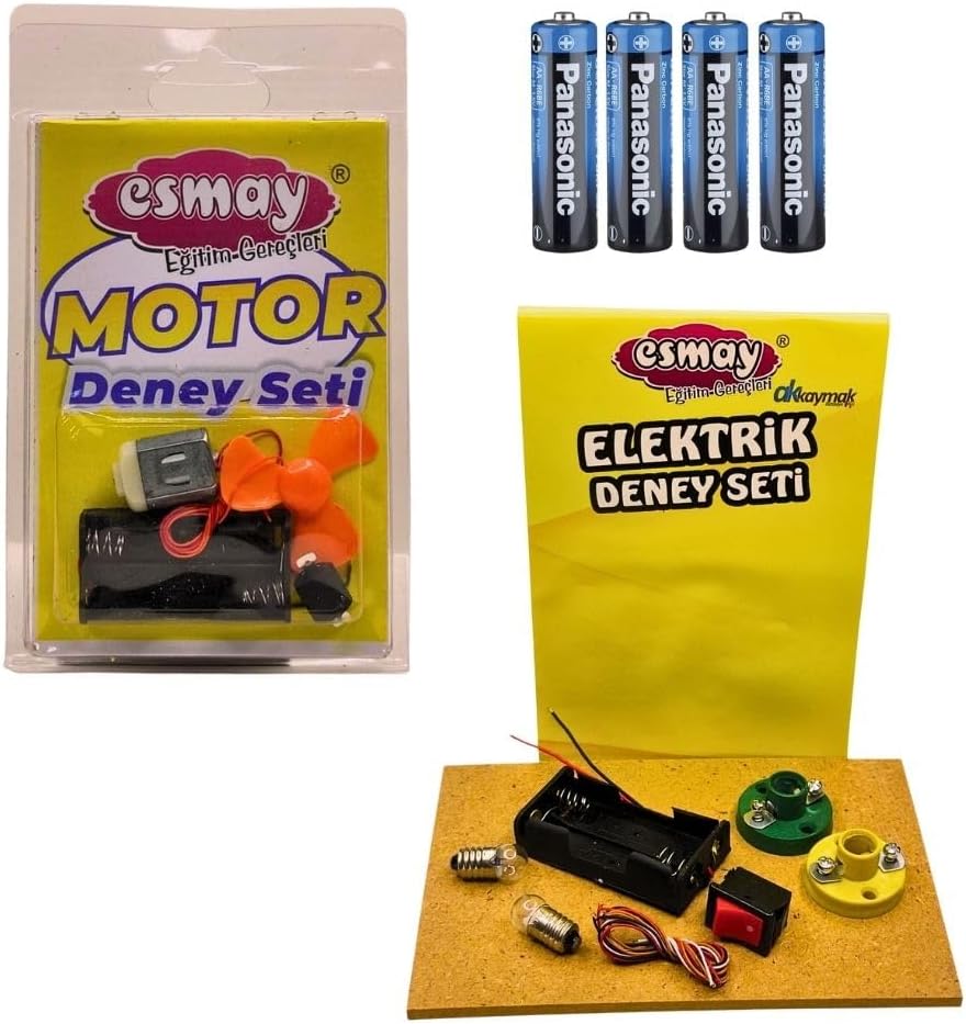 Motor Deney Seti ve elektrik Deney Seti 4 Adet Pil Hediyeli