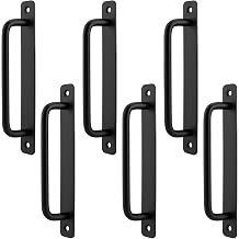 6 PCS 180 x 25mm Black Barn Door Pull Handles, 180mm Pull Push Door Handles, Aluminum Alloy Sliding Door Handle for Shed Gate Cupboard