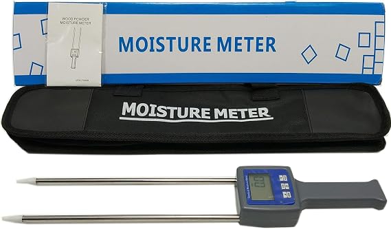 Wood Sawdust Powder Meter Hay Bale Bamboo Powder Moisture Fiber Tester with LCD Display Wood Sawdust Bamboo Powder Humidity Tester with Measuring Range 0 to 84 Percent