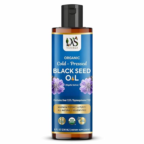 DAS Naturals Organic Black Seed Oil Cold Pressed, Nigella Sativa, 8 Fl Oz