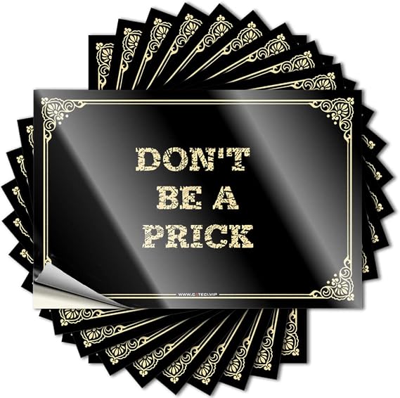 Toolbox Stickers and Decals Don't Be A Prick Stickers Warning Signs for Bedroom Stickers for Trucks(12X18CM)