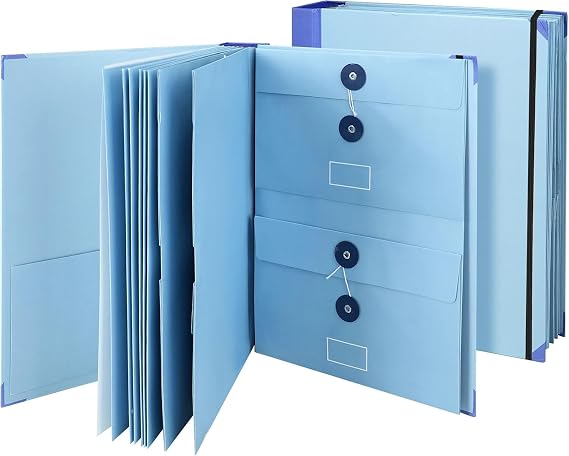 Important Document Organizer- Binder with Labels, File Folder Organizer with Pockets for Desk, Accordion Expanding File Folder for Home Office, Portfolio Binder for School and Medical Records(Blue)