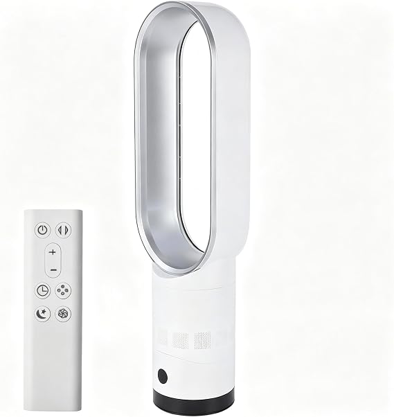 Bladeless Tower Fan with Air Purifier, Tower Fans with Remote Control, Fans & Cooling,90° Oscillation, 9H Time, Quiet Bladeless Tower Fan for Bedroom Home Office