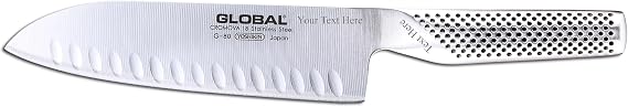 Global G-80-7" Hollow Ground Santoku Knife - Custom Engraved, Personalized