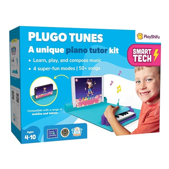 Plugo Tunes by PlayShifu (Kit+App): Interactive Piano Starter Kit for Ages 4-10 | Educational Musical Toys for Early Childhood | Perfect Music/Musical Gift for Boys & Girls (Works with tabs/mobiles)