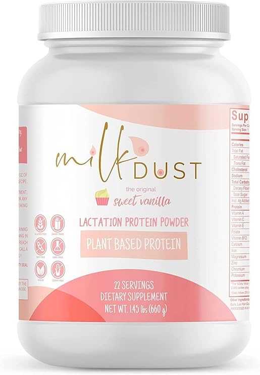 Lactation Protein Powder, Vegan, Boosts Milk Supply, Vanilla | 16g plant-based protein per serving with pea, brown rice & chia supports milk supply for breastfeeding moms, 22 Servings