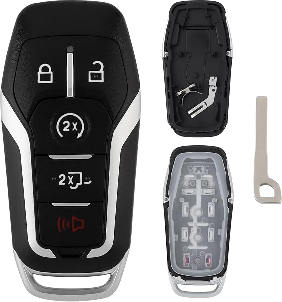 5 Buttons Key Fob Case Shell Cover Replacement Fit for Ford F150/F250 2015 2016 2017(FCC ID:M3N-A2C31243300 P/N:164-R8117), Just A Key Shell