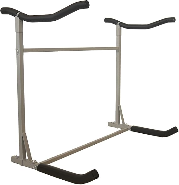 SPAREHAND Cascade Standard Dual Storage Rack - TF-104 Heavy Duty 2-Tier Kayak Freestanding Stand - Maximum 120 Lbs Capacity for 2 Kayaks & SUPs Ideal for Both Indoor & Outdoor Display, Pebble Silver