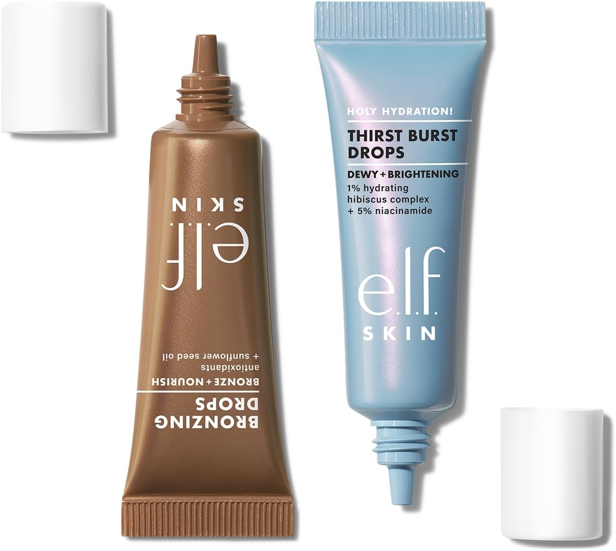 e.l.f. The Hottest Drops Duo, Holy Hydration Thirst Burst & Bronzing Drops, For Dewy, Glowy & Sun-Kissed Finish, With Hyaluronic Acid & 5% Niacinamide, Vegan & Cruelty-Free, Travel-Size