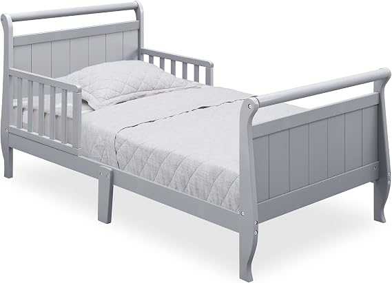 Delta Children Wood Sleigh Toddler Bed, Grey