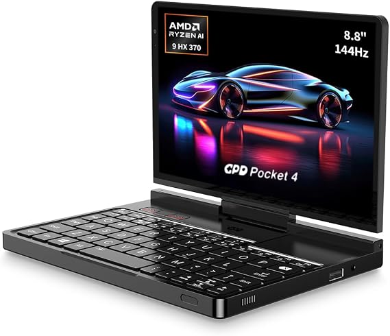 GPD Pocket 4 Ultra Portable Laptop with Ryzen AI 9 HX 370, 32GB+2TB, Mini Laptop 8.8" 144Hz Touch Screen, 890M GPU, Lightweight 770g Handheld PC, tabletcomputer Portable Gaming & AI Workstation