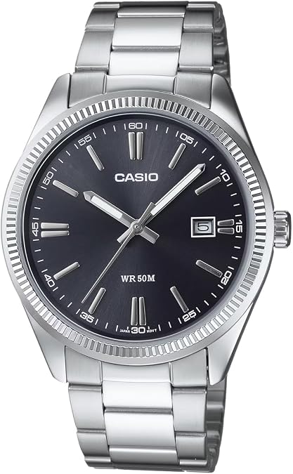 Casio MTP1302D-1A1 Black Dial Watch, Black