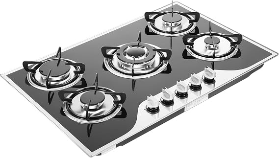 5 Hearth Gas Range 30.31-Inch Sealed Burner Propane Cooktop NG/LPG Convertible Cooktop Built-In Stainless Steel Gas Range for Homes and Kitchens, Apartments