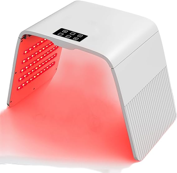 LED Face Mask Light Therapy - 7 Colos LED Mask Light Therapy - Lightweight and Foldable Red Light Therapy Mask - 140 High-Efficiency LED Beads Light Therapy Lamp for Skincare